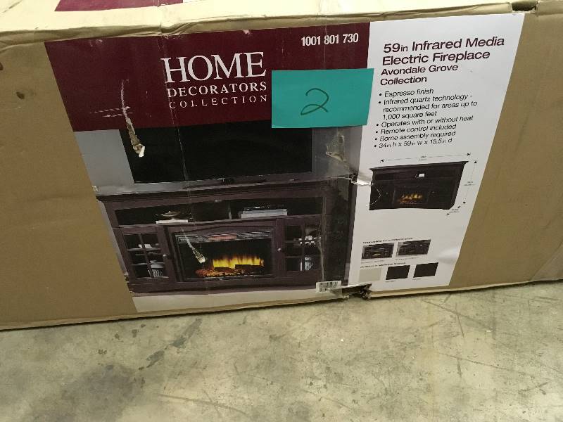 lot 2 image: Home Decorators Collection Avondale Grove 59 in. TV Stand Infrared Electric Fireplace in Espresso (Brown)  open box not used