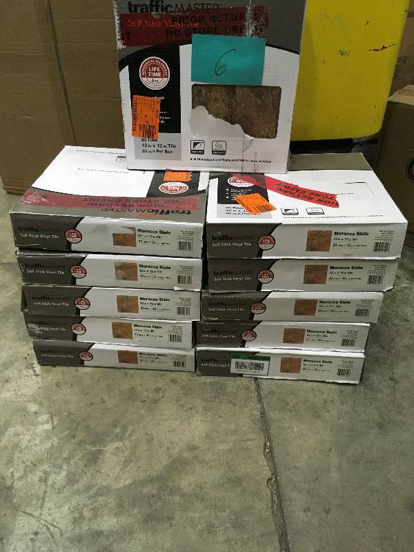 lot 6 image: TrafficMASTER Premium 12 in x 12 in. Morocco Slate Vinyl Tile (30 sq. ft.case, Brown - lot of 11 new