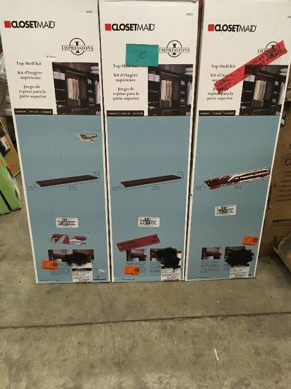 lot 10 image: ClosetMaid Impressions 48 in. Chocolate Top Shelf Kit - Lot of 3 new
