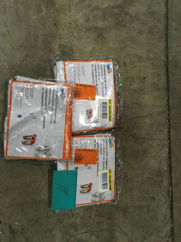 lot 17 image: Honey Can Do 24 Pocket Over Door Shoe Organizer, Polyester, White - Lot of 3  open box not used