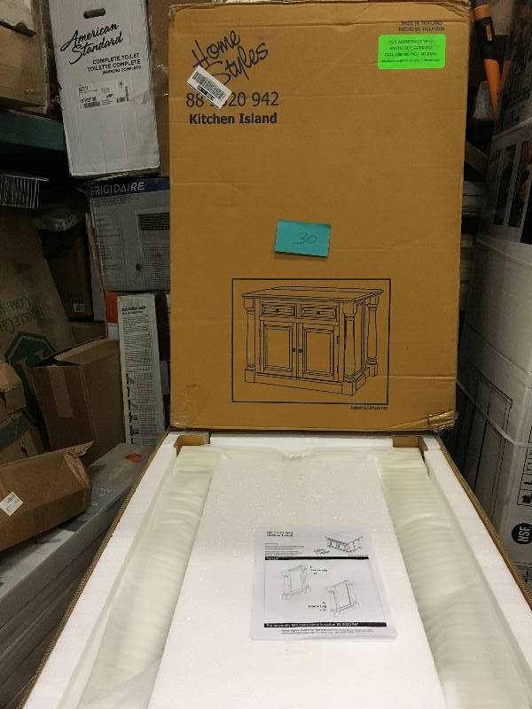 lot 30 image: Home Styles 5020-94 Monarch Kitchen Island, Antique White Finish  open box not used