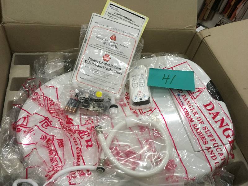 lot 41 image: Brondell Inc. White 900 Bidet Toilet Seat  open box not used