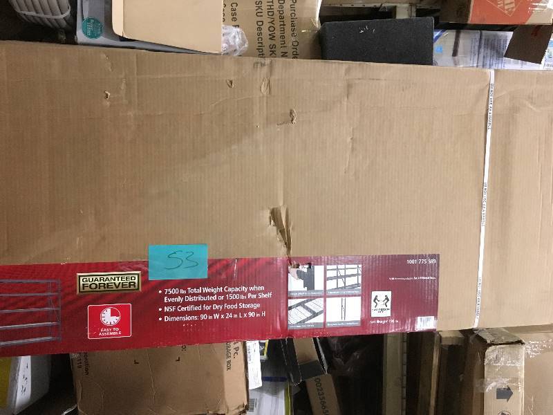 lot 53 image: Husky 90 in W x 24 in L x 90 in H 5-Shelf Heavy-Duty Welded Storage Unit  open box not used