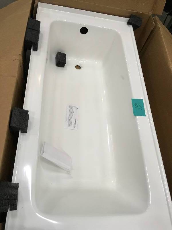 lot 61 image: Aquatic Composite 5 ft. Right Drain Soaking Tub in White damaged see pictures not used