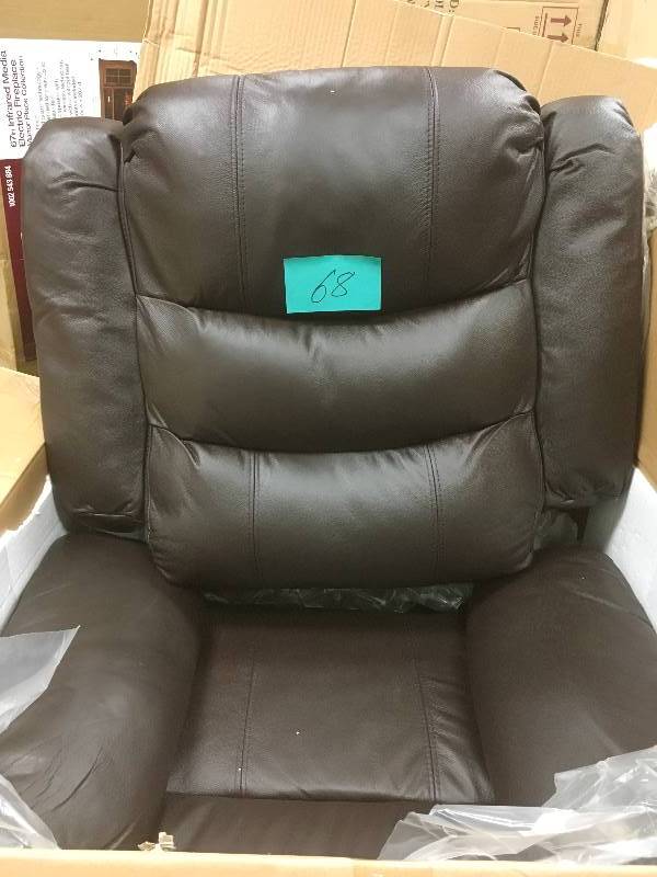 lot 68 image: Acme Furniture ACME Fede Top Grain Leather Espresso Recliner open box not used