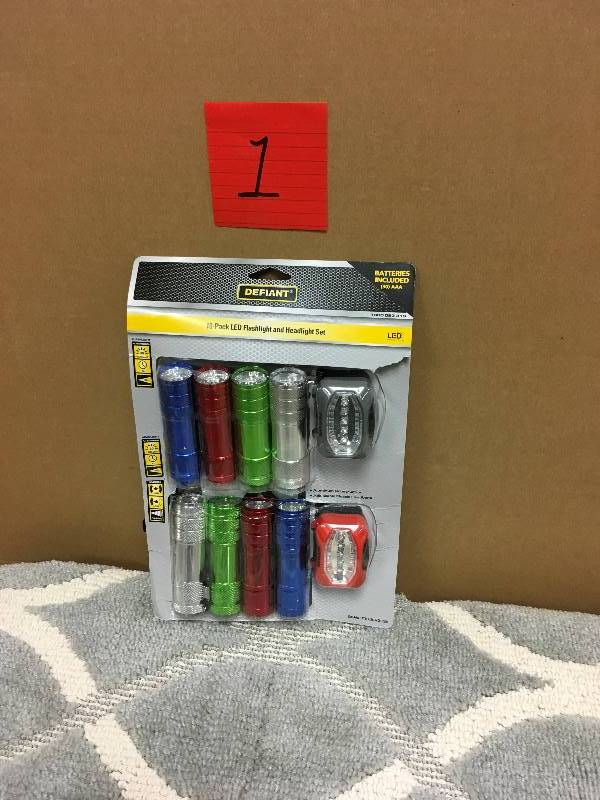 Defiant 10 Pack LED Flashlight and Headlight Set open box never used