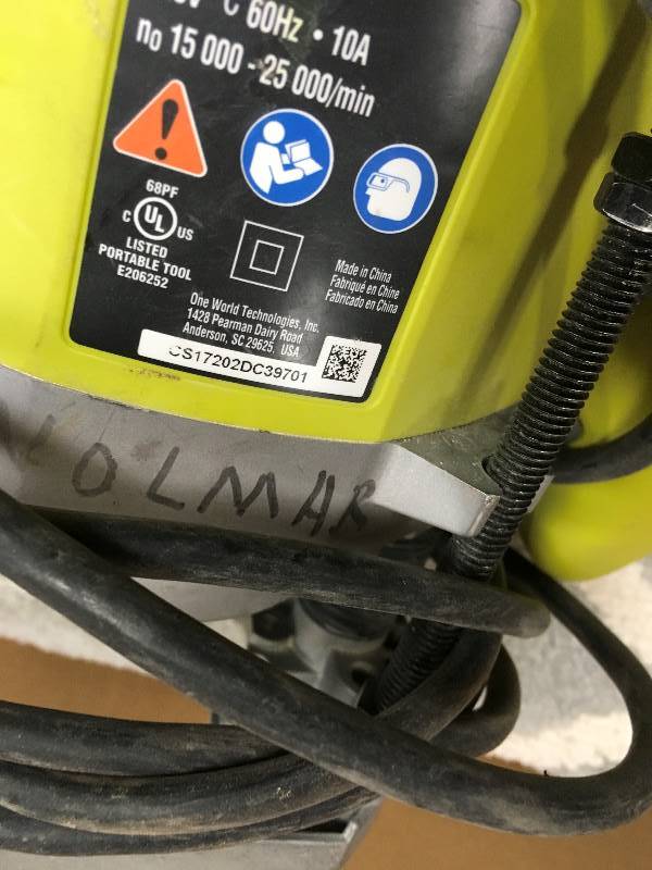 Ryobi 2 HP 10-Amp Plunge Base Router in working conditions