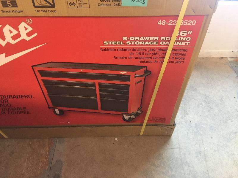 Milwaukee 46 in. 8-Drawer Rolling Steel Storage Cabinet, Red and Black not used