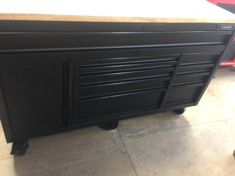 Husky 60.125 in. 10-Drawer Mobile Workbench, Textured Black Matte OPEN BOX NEVER USED