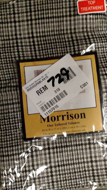 Ellis Curtain Morrison 80 x 15 Tailored Valance - Black