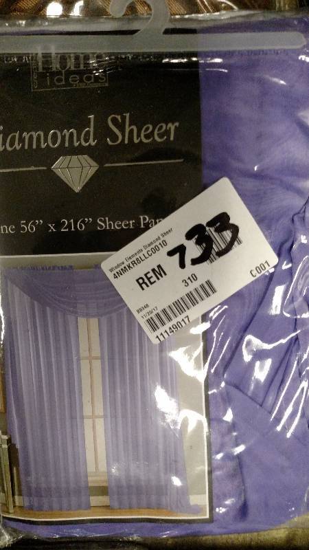 Creative Home Ideas Window Elements Diamond Sheer Voile Extra Wide 56 x 216 Window Scarf - Lilac