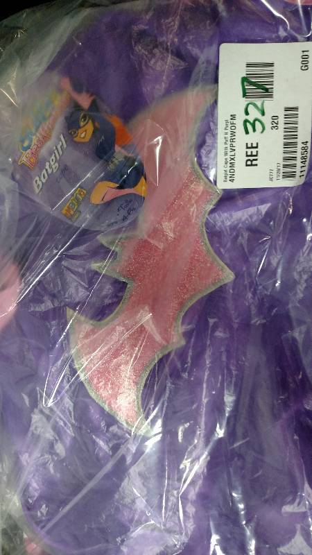 Batgirl Cape With Puff Hanger Purple One Size Fits Most (CAPE & HANGER ONLY)