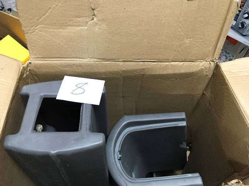 lot 8 image: Step2 Mail Master Streamline Stone Grey OverPost Mounted Plastic Mailbox  open box not used