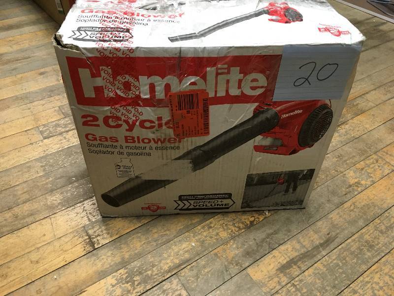 lot 20 image: Homelite 150 MPH 400 CFM 2-Cycle Handheld Gas Leaf Blower  open box not used