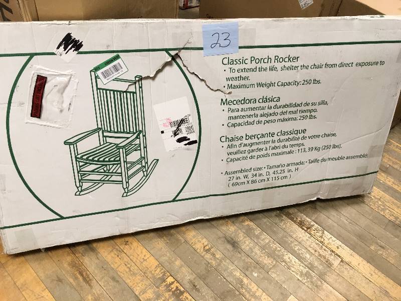lot 23 image: Jack-Post Mission Rocking Chair, Natural  open box not used