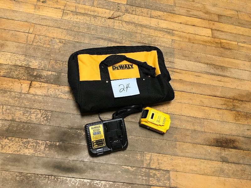 lot 24 image: DeWalt 20 Volt MAX 5.0 Ah Lithium-Ion Battery Kit with Bag  open box not used open box not used