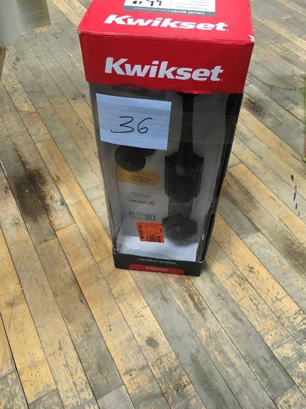 lot 36 image: Kwikset Front Door Lock open box not used