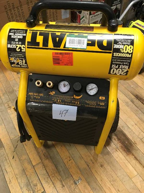 lot 47 image: DeWalt 4-12 Gallon Portable Air Compressor in good working condition