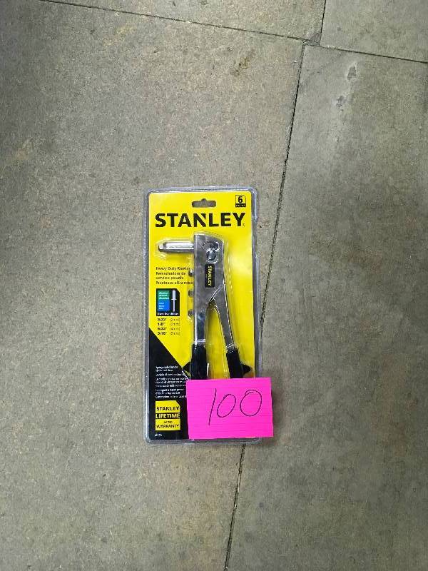 lot 100 image: Stanley Hand Tools Right Angle Riveter MR55C5 open box not used