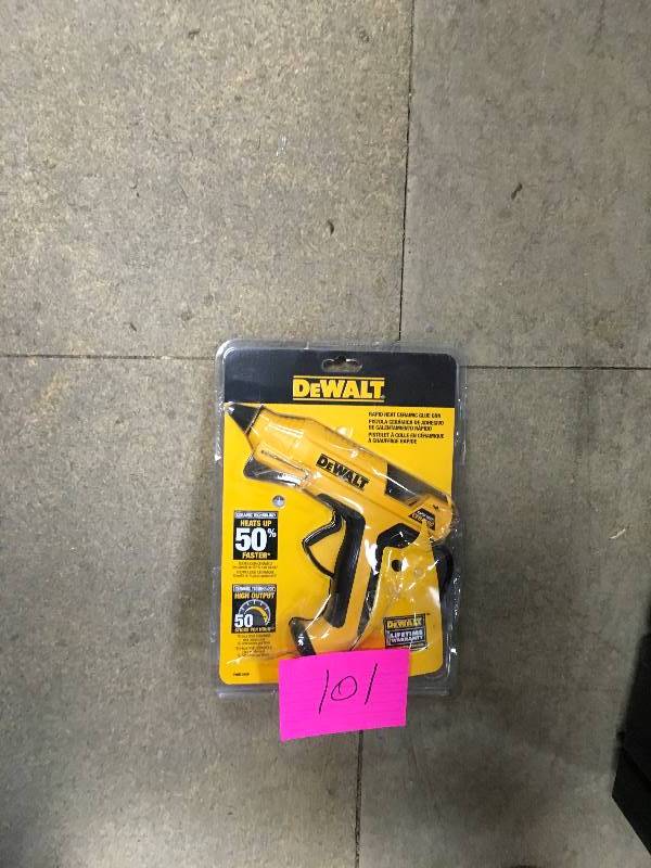 lot 101 image: DeWalt Rapid Heat Ceramic Glue Gun open box