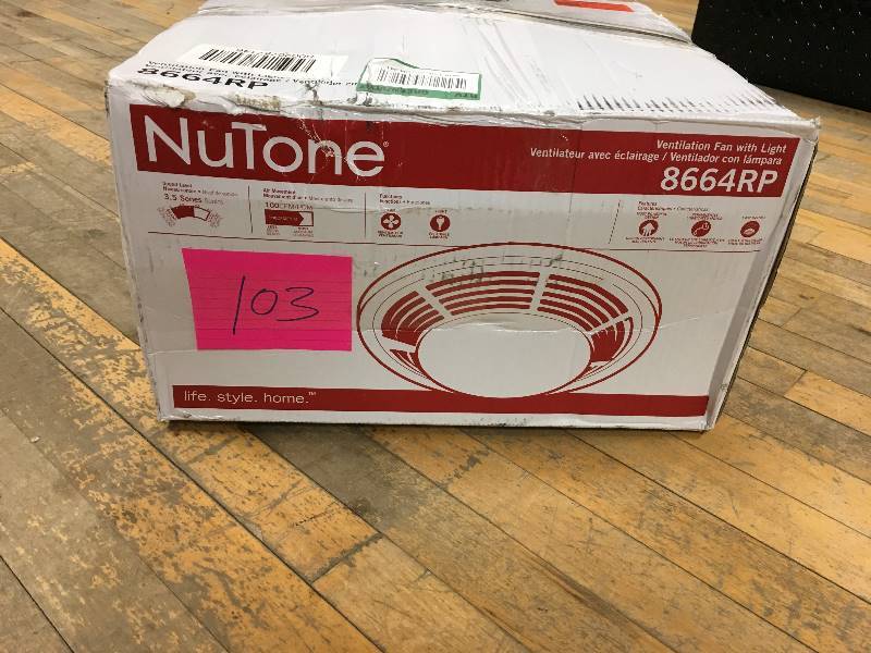 lot 103 image: Nu-Tone Model 8664RP Round Bath Fan with Light not used