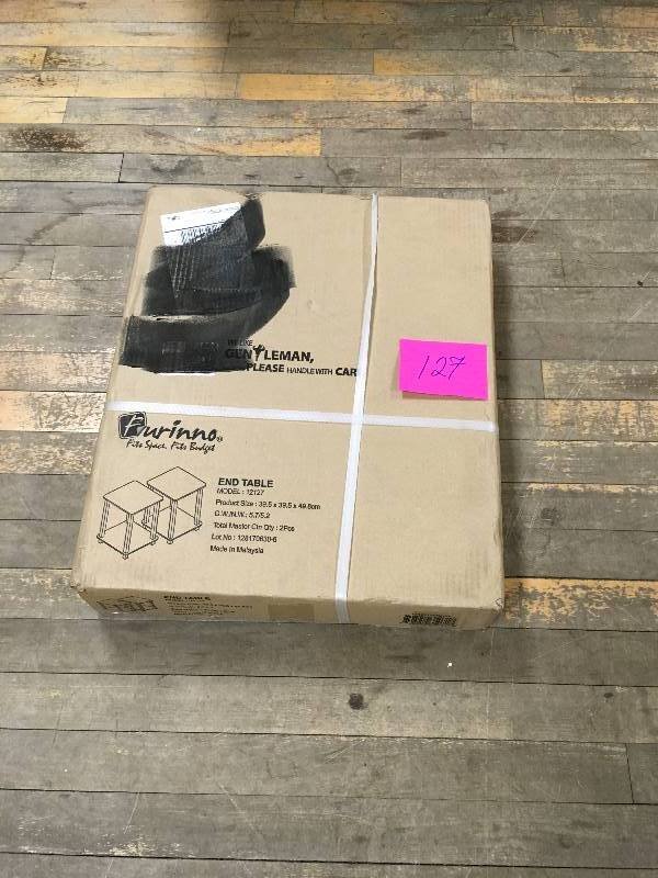 lot 127 image: Furinno Simplistic Espresso End Table (2-Pack)  not used