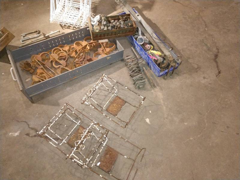 lot 3 image: Cast Iron Door Handles, Old Electric Fence Hooks and Industrial Salvage Items