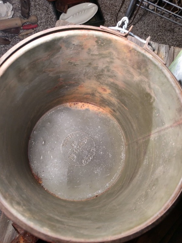lot 53 image: Galvanized Bucket, Army Bucket, Rusted Scoop and Rusted Items