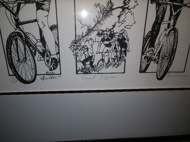 lot 100 image: Three Panel Bicycle Scenes Art w Signatures