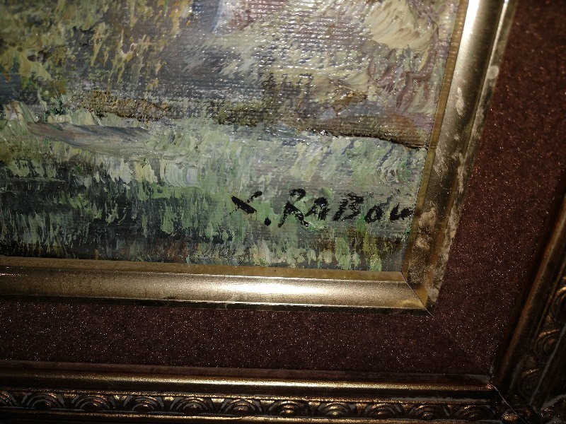 lot 101 image: X. Rabous Impressionist 8x10 Oil on Masonite Framed Art Circa 1970s (2) 