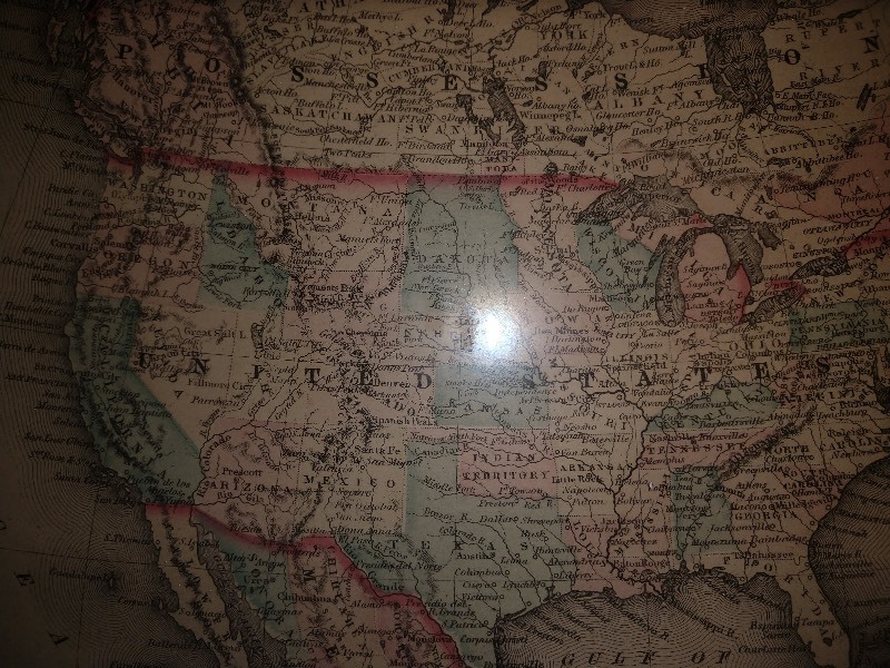 lot 105 image: Framed Map of North America