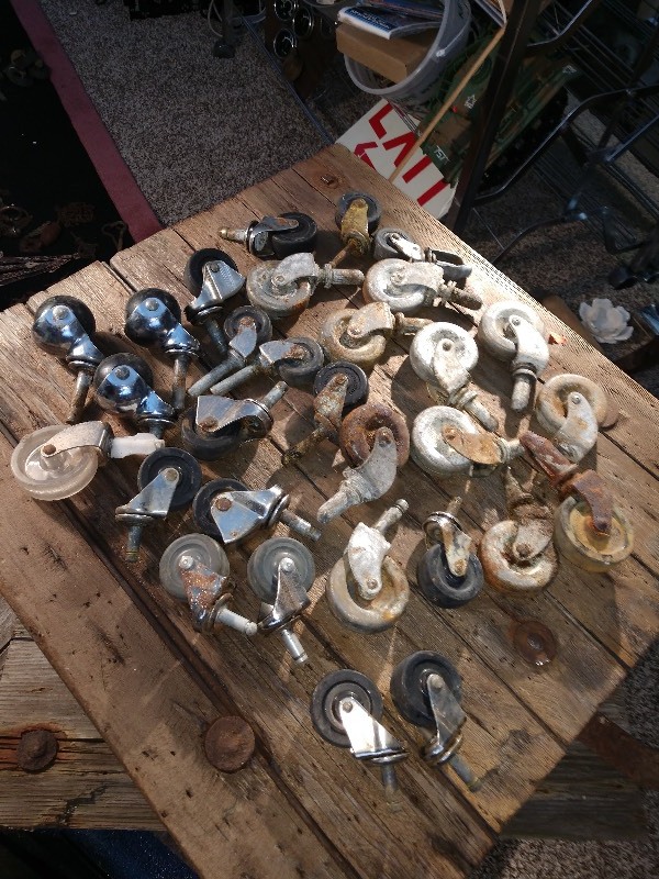 lot 121 image: Casters, Some Steel Some Rubber and Red Toolbox