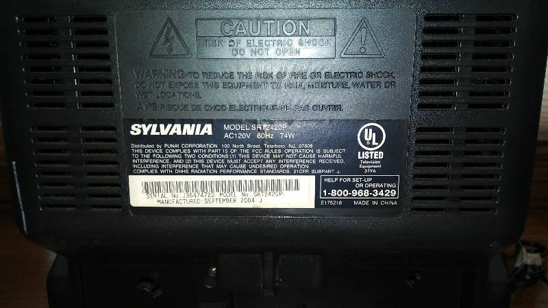 lot 112 image: Sylvania 20 TV Model #SRT2420P