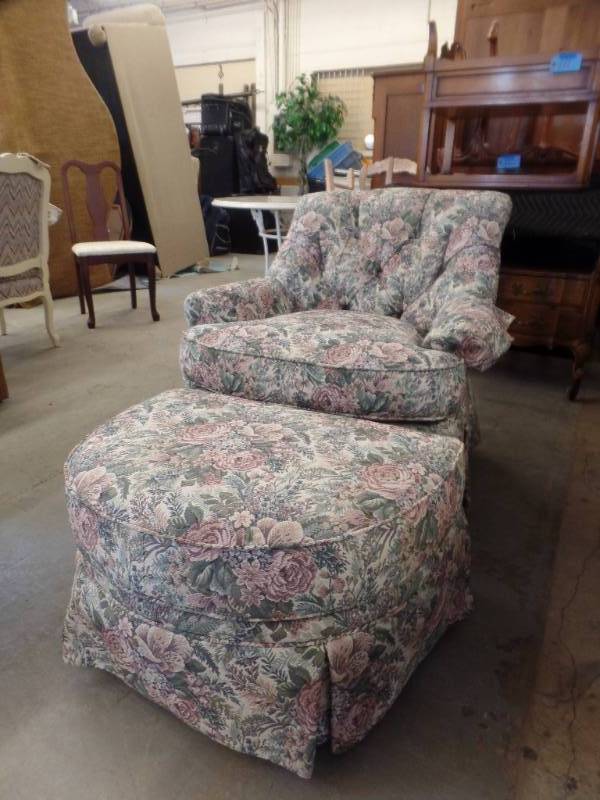 CUSTOM MADE CHAIR WITH OTTOMAN