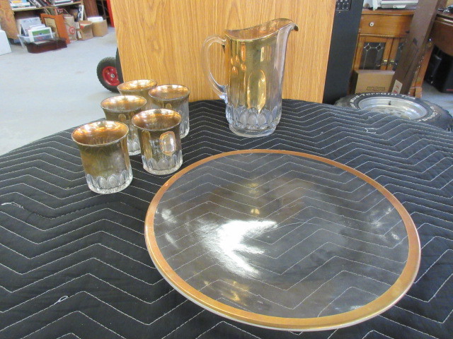 ANTIQUE, GOLD TRIMMED GLASSWARE