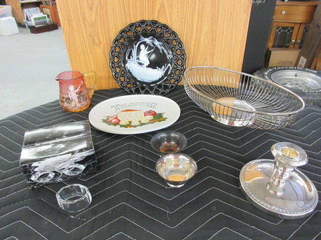 ANTIQUE GLASSWARE, SILVER PLATE AND MORE