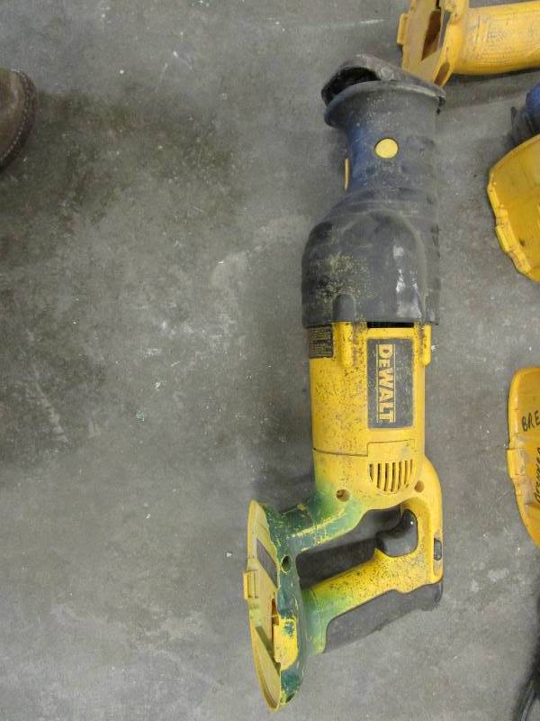 lot 47 image: DeWalt 18v Sawzall, Drill, (2) Lights (2) Chargers