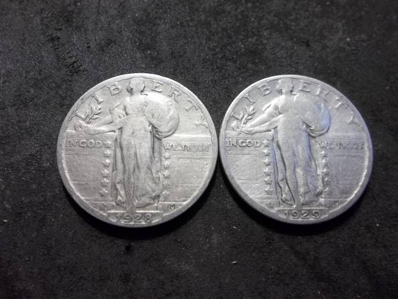1928 S, 1929 Standing Liberty Quarters