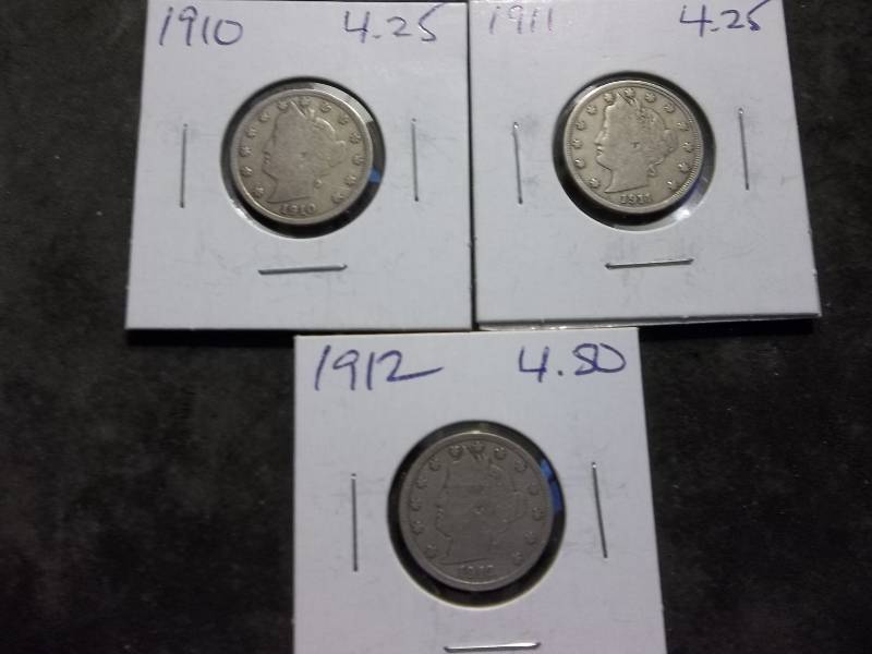 1910, 1911, 1912 V-Nickels