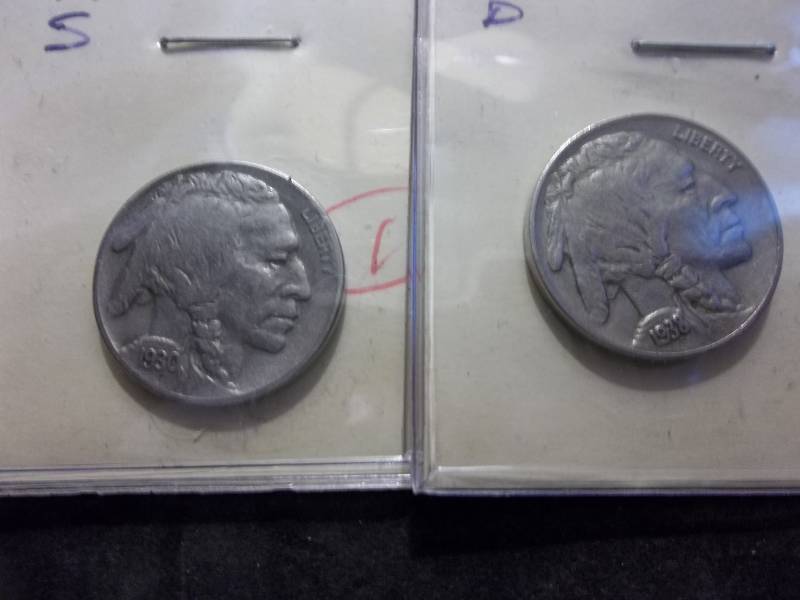 1930 S, 1938 D Buffalo Nickels