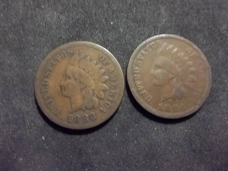1883, 1884 Indian Head Cents