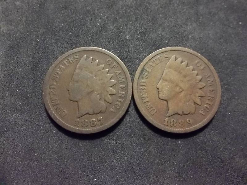 1887, 1889 Indian Head Cents