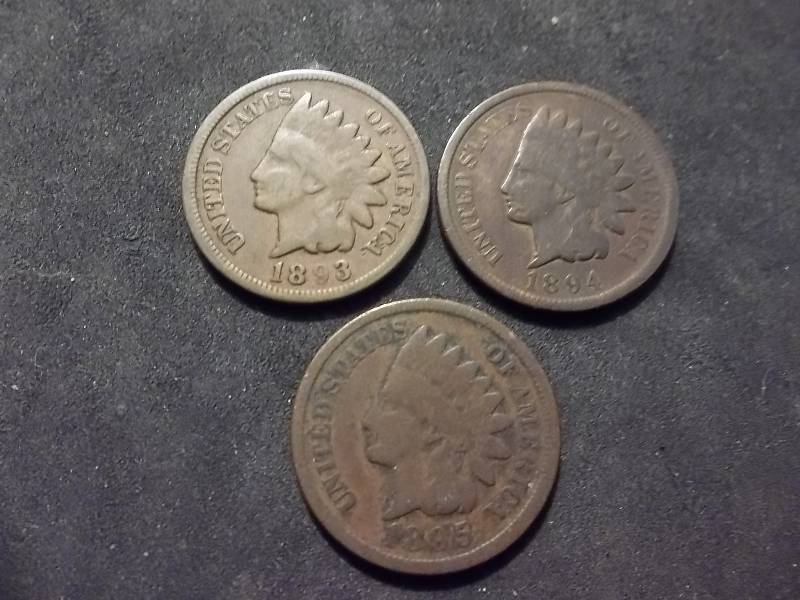1893, 1894, 1895 Indian Head Cents
