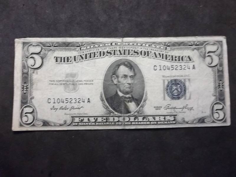5 Dollar US Silver Certificate Series 1953 Blue Seal