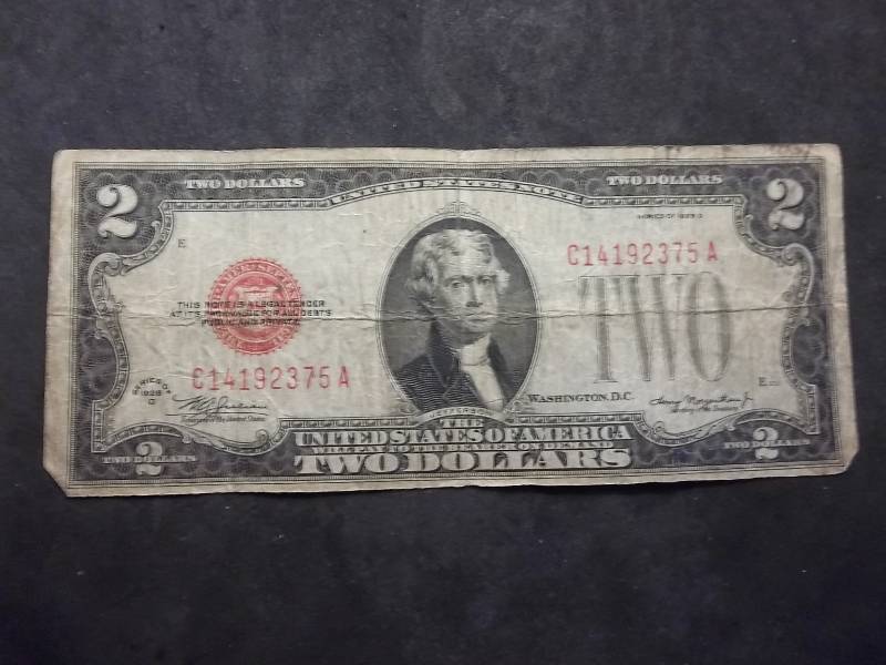 2 Dollar US Note Red Seal Series 1928D