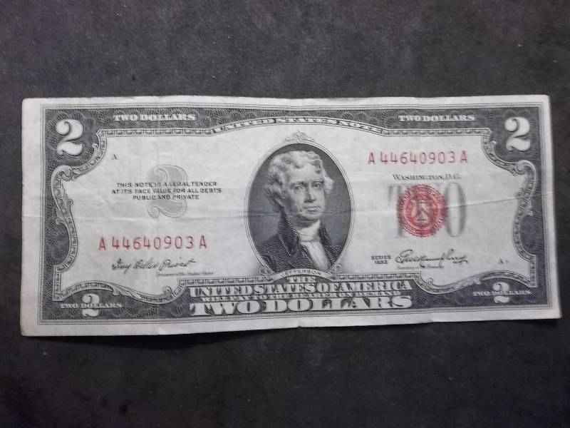 2 Dollar US Note Red Seal Series 1953