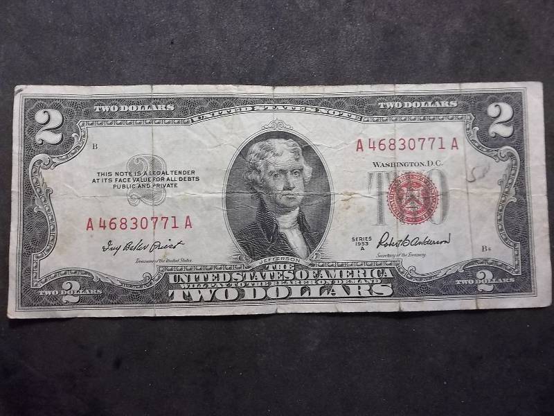 2 Dollar US Note Red Seal Series 1953A