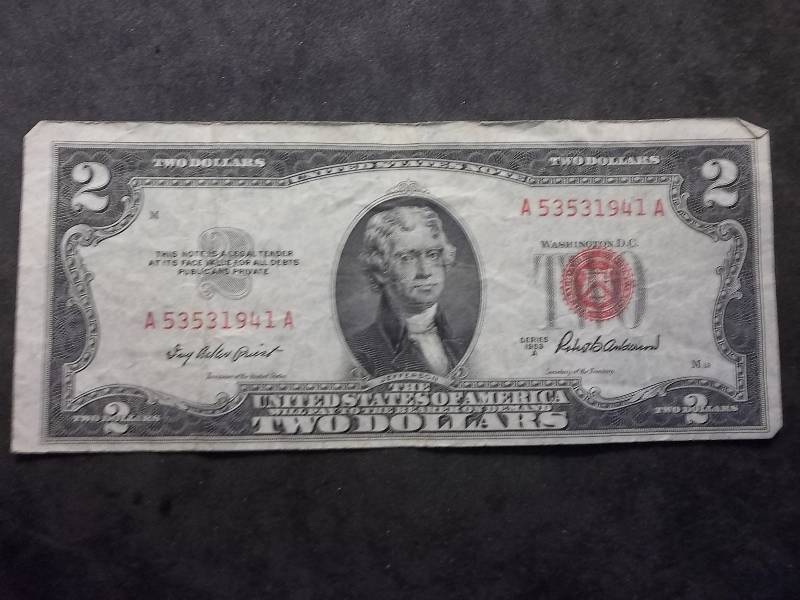 2 Dollar US Note Red Seal Series 1953A