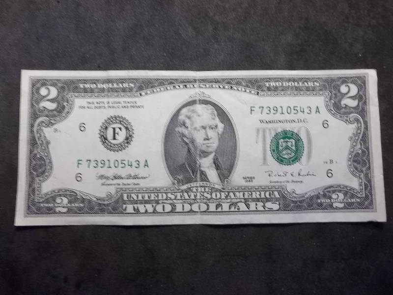 2 Dollar US Note Green Seal Series 1995