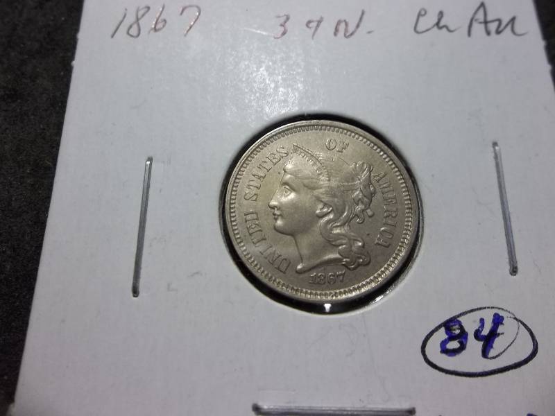1867 3-Cent Piece Choice AU
